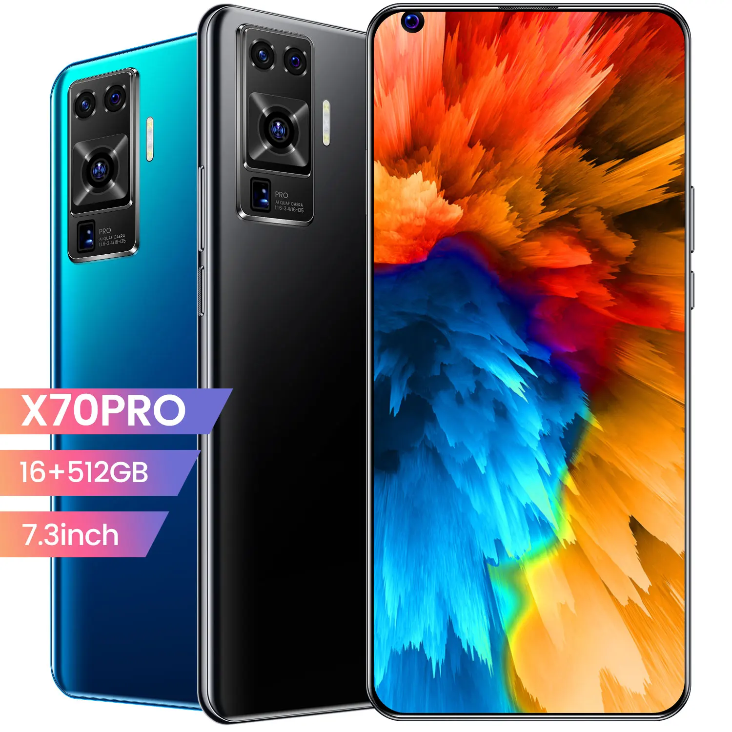 

X70 Pro Plus 5G Smart Phone 7.3Inch Mobile Phone 48.0MP 3200x1440P 120hz AMOLED 6800mAh 55W Quick Charger Android 11