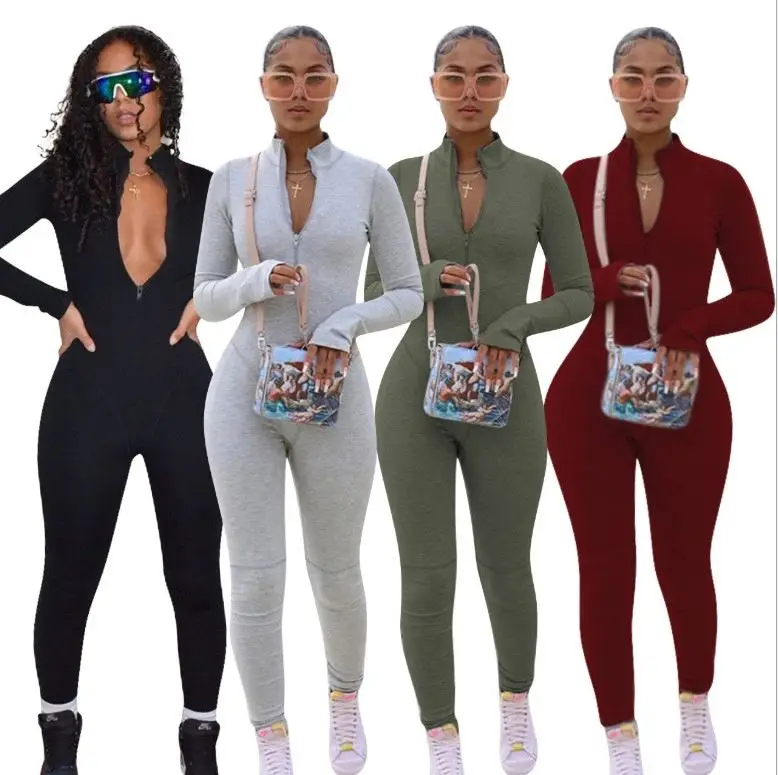 

Sexy solid color sweater velvet long-sleeved multi-color multi-yard sports jumpsuit