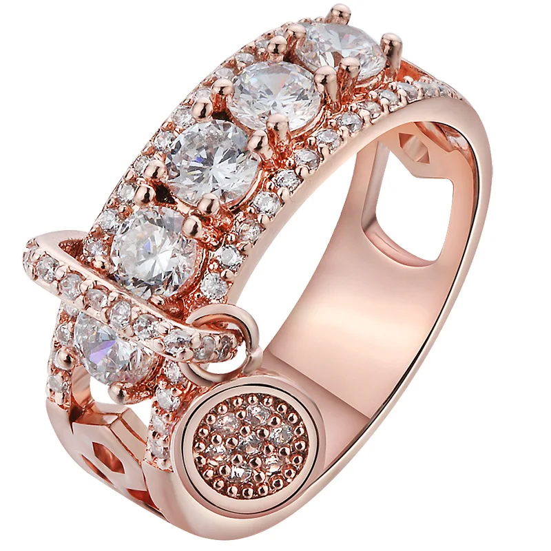 

Fashionable zircon ring female plated gold disc ring