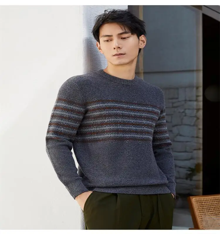 

wholesale fashion apparel Men's O neck knitwear pullover top styles long sleeves autumn winter pure cashmere sweater