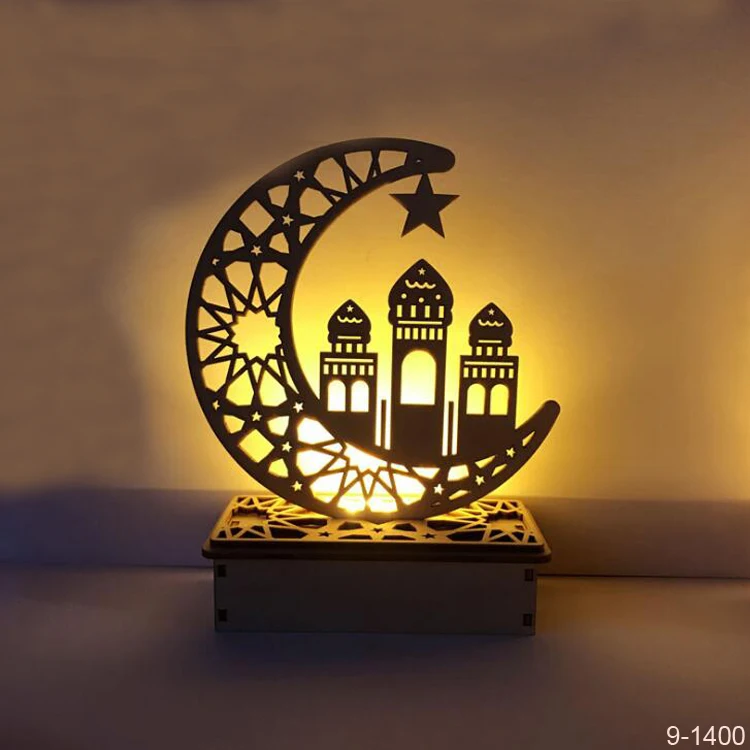 3x Islam-Eid Ramadan Mubarak Decorations Wooden Golden Hanging Lantern-Baub P4Z7 