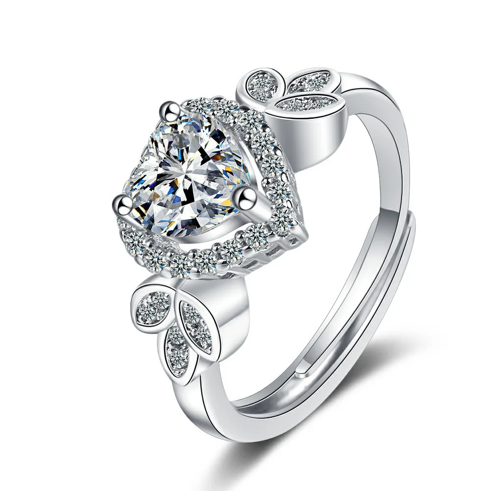 

Cubic Zircon925 Sterling Silver Heart Shape omen Wedding Ring