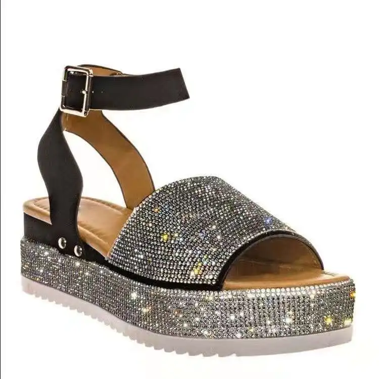 

2021 New Fashion Free Shipping Summer Trend Wedge Sandals Ladies Bling Platform Sandals for Women