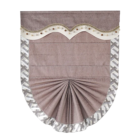 

Chinese style small window curtain Roman curtain fan-shaped cloth