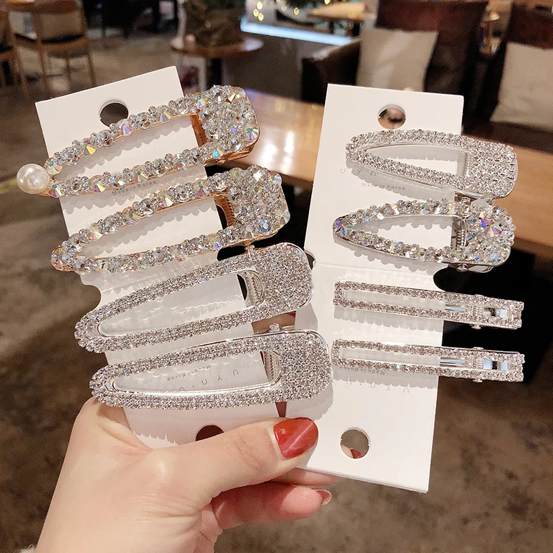 

Korean Crystal Hairpins Women Hair Jewelry Fashion Simulation Pearl Gold Barrettes Clips Pins Wedding Bridal Tiara Accessories