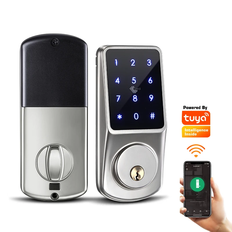 

TEDITON Aluminum Automatic Electronic TTlock app Tuya Wifi digital self locking keyless smart lock deadbolt for Office Home