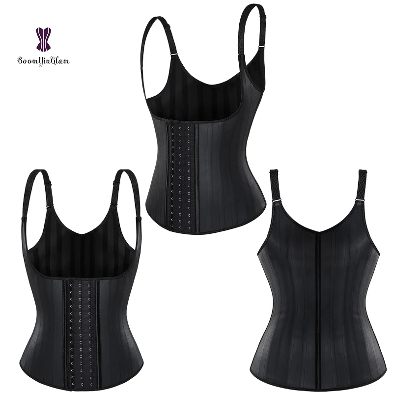 

2023 hot sale 3 hooks 25 steel bones latex waist trainer corset vest with adjustable strap