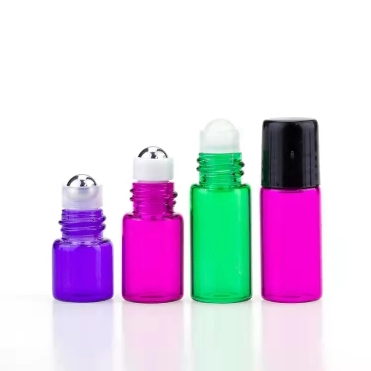 

Best seller 1ml 2ml amber/clear colorful essential oil sample traveling glass bottle small brown sample bottle with steel roller