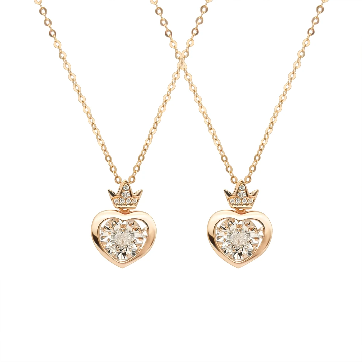 

Good Quality Cheap Heart Crown Smart 18k Real Gold Dancing Diamond Pendant Necklace, Yellow gold