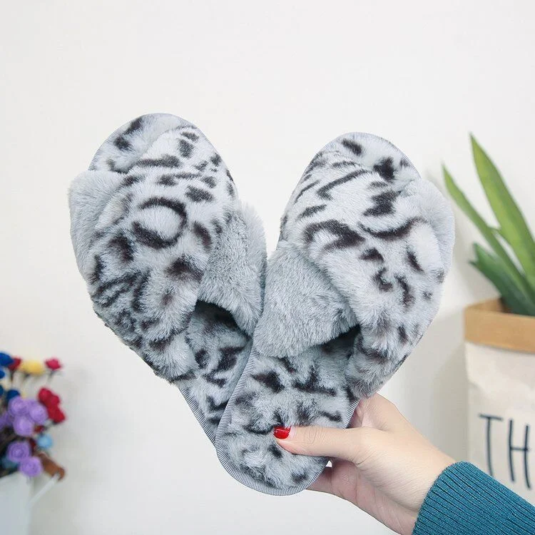 

Hot Sale Leopard Woman Soft Comfortable Slipper Indoor Home Bedroom Slippers Women's fur Slippers, Black,white,pink,green