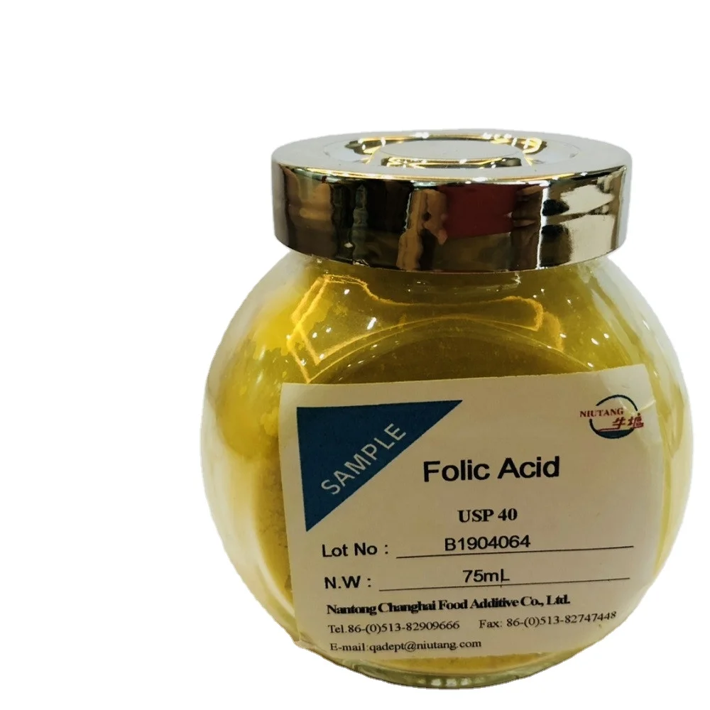 

Niutang Brand hign quality Vitamin B9 Folic Acid made in China USP40 grade food grade