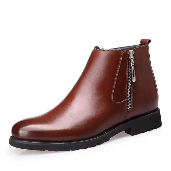 

Leather Shoe Men Winter Plus Velvet Warm Men's Business Dress High-top Shoe Tide Casual Boot Chelsea Boot