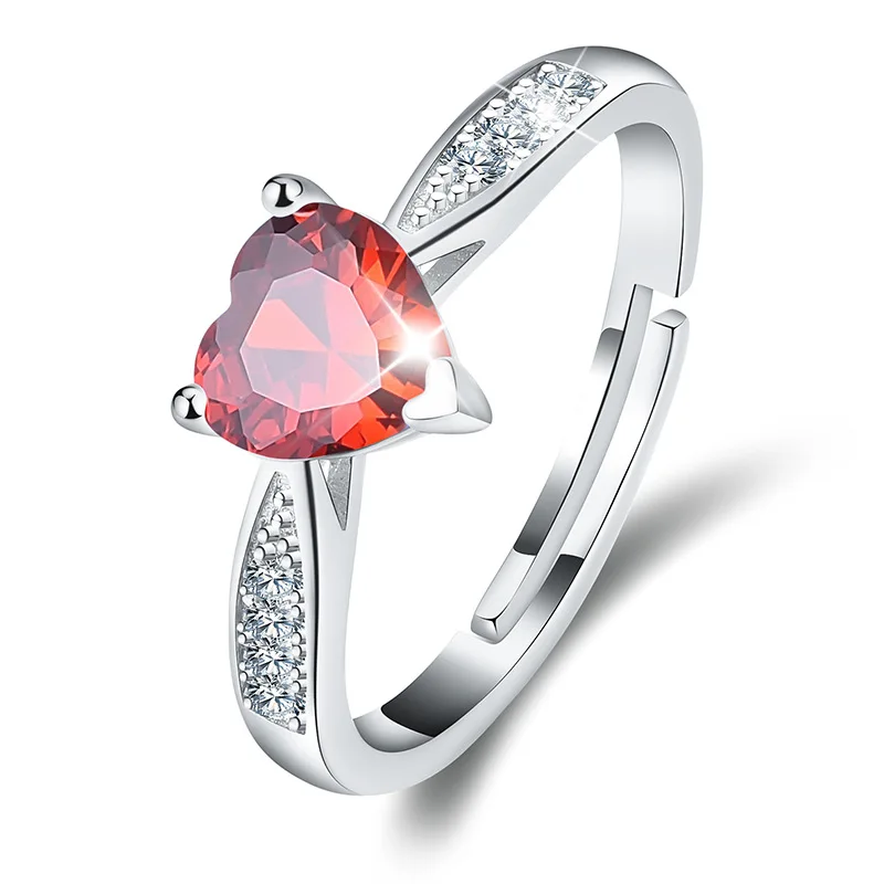 

2022 Hot Popular New Design Fashion Plated Heart 925 Sterling Silver Plated Ring Zircon Ring For Men Women