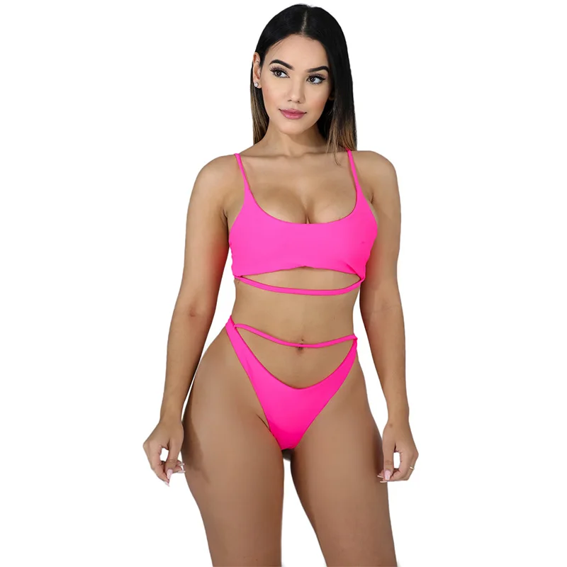 

Sexy Crop Top Two Piece Bikini Swimsuit Women Swimwear, Customized