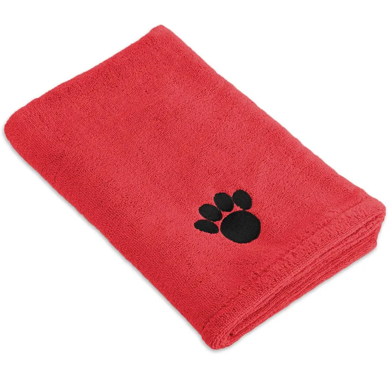 

Pet microfiber absorbent towel embroidered logo cat and dog bath towel