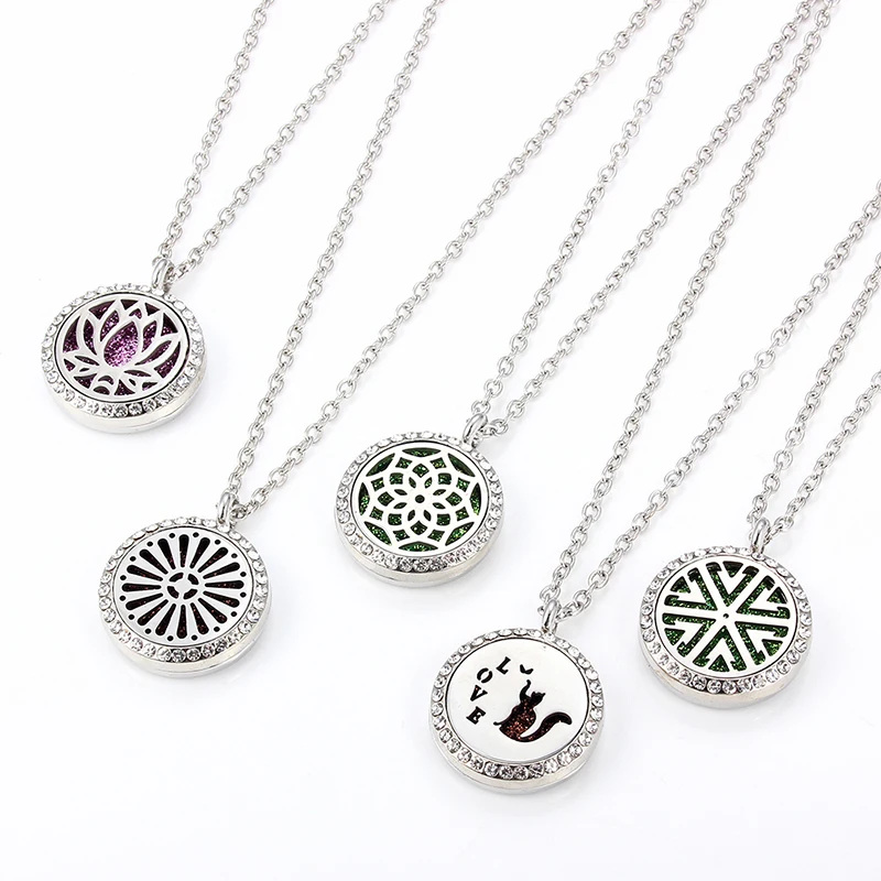 

Mix Styles Aroma Locket Necklace Magnetic Stainless Steel Aromatherapy Essential Oil Diffuser Jewelry Necklace Necklaces Opp Bag, Picture