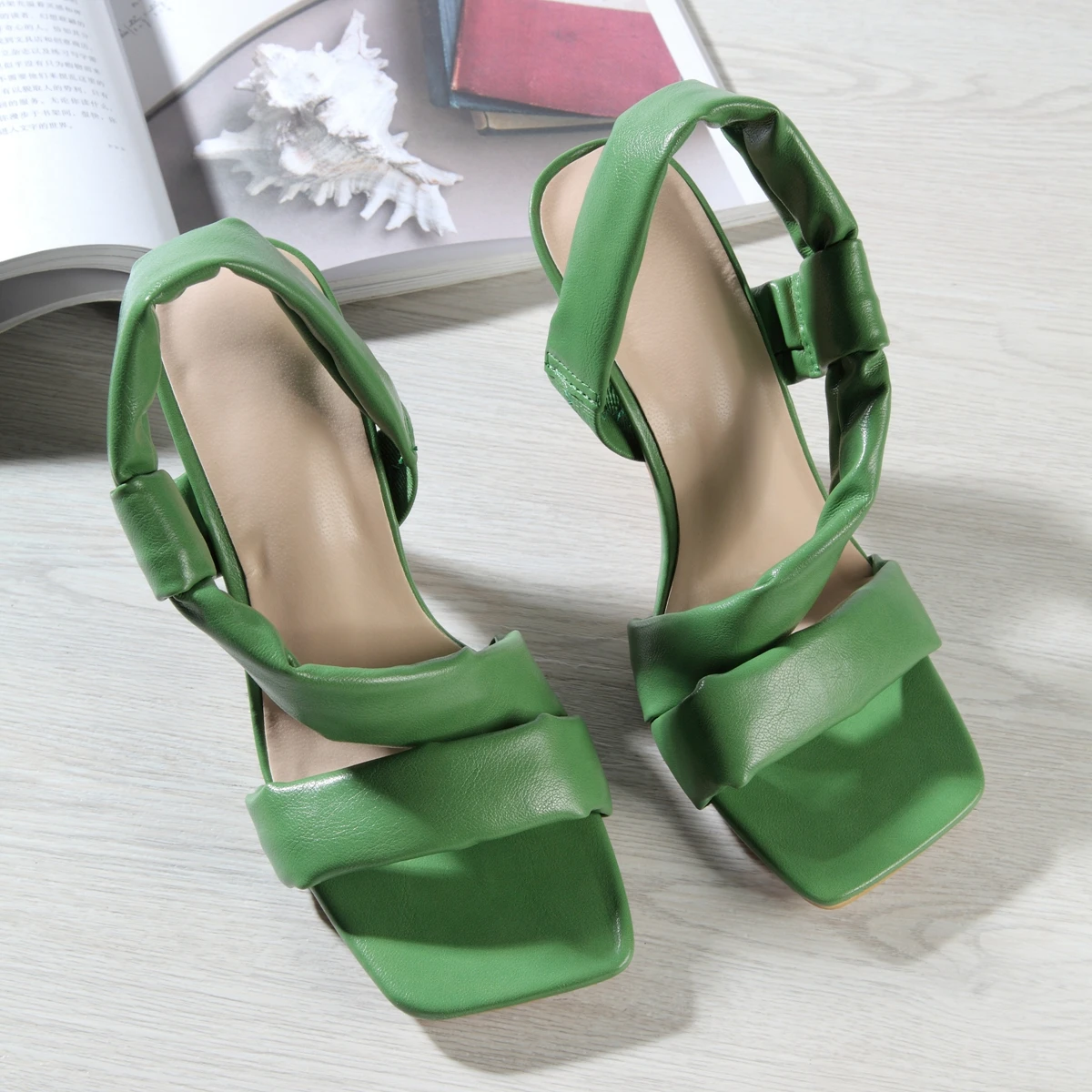 

Best Quality Pumps For Women High Heel Sandal Footwear Lady Shoes Slipper Women's Sandals Heeled High Heels Women Shoe, Green