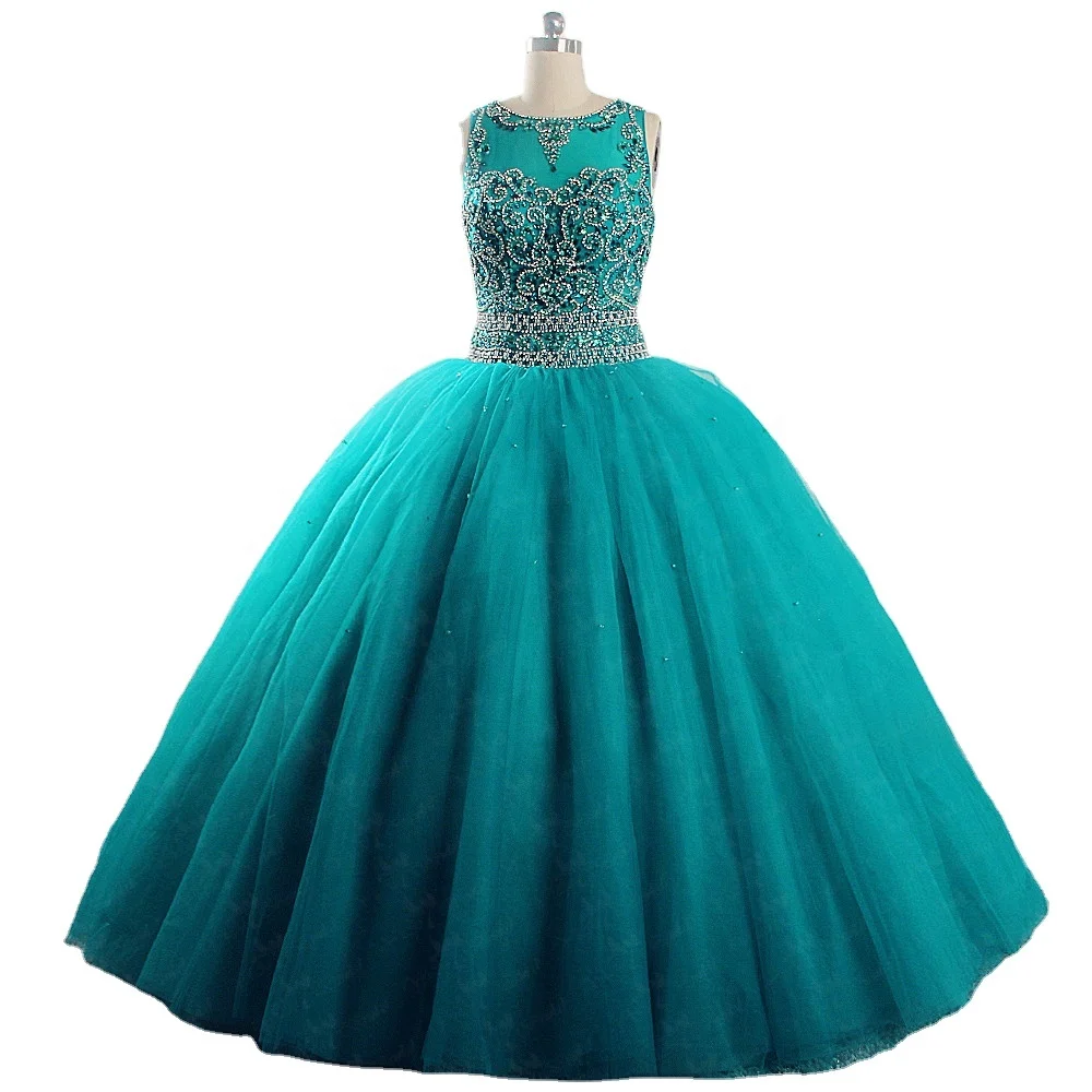 

RSE922 Real Photo Diamond Beaded Peacock Color Vestidos De Quinceaneras Dress, Customer made