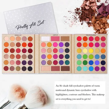 

86 colours Pretty Eye shadow Palette Pearlescent Matte Eyeshadow Repair Blush High Gloss Multi-Effect Makeup Palette UCANBE, As photo