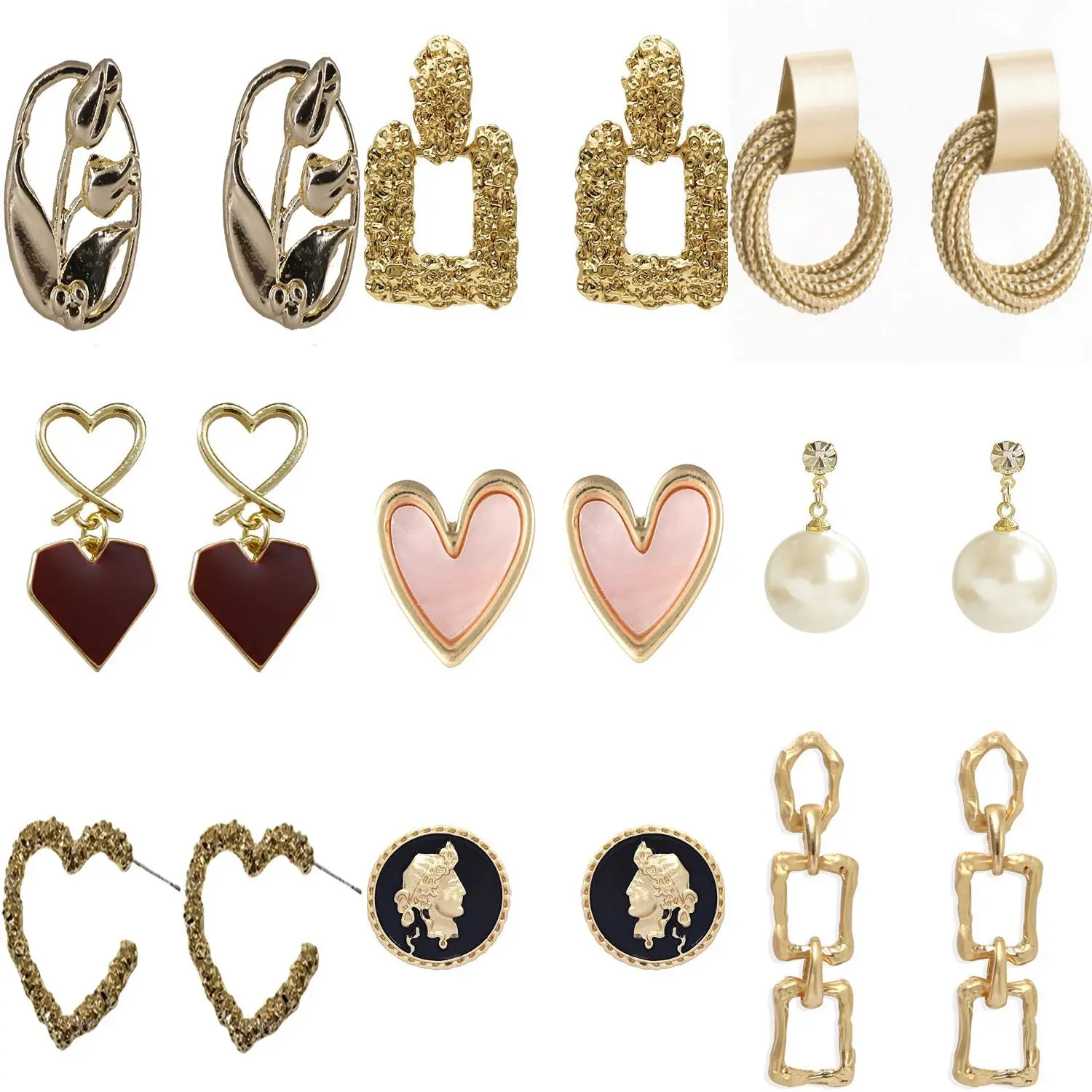 

BOOM 925 Silver Nails Stainless Steel Earrings Women 67 Kinds
