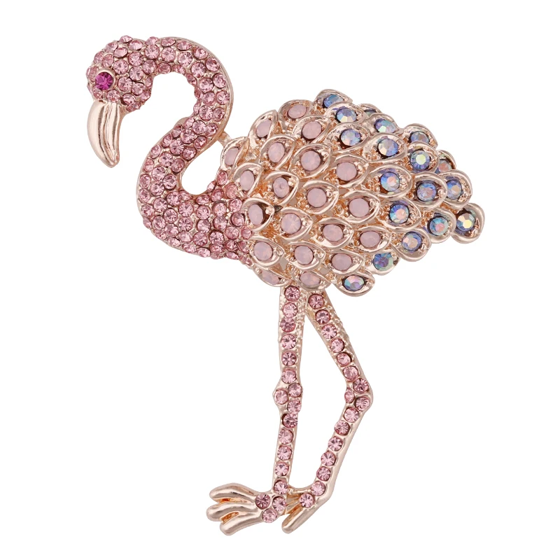 

Pink Crystal Flamingo Brooches for Women Enamel Pins Rhinestone Small Animal Fashion Jewelry Brooch Bird Boutonniere