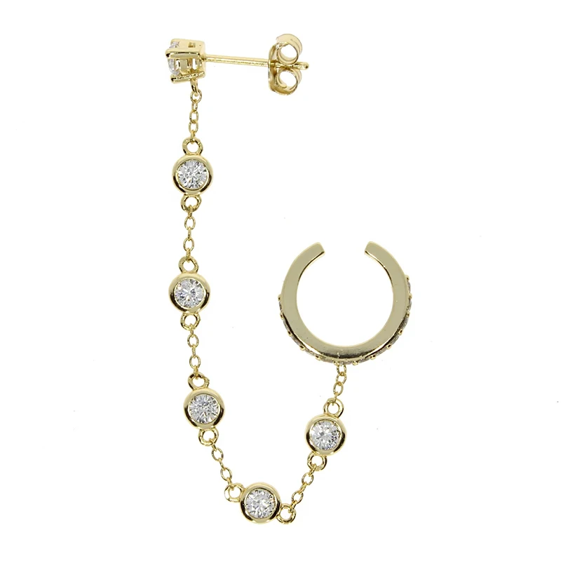 

2021 fashion trend S925 sterling silver fashion chain diamond clip earrings