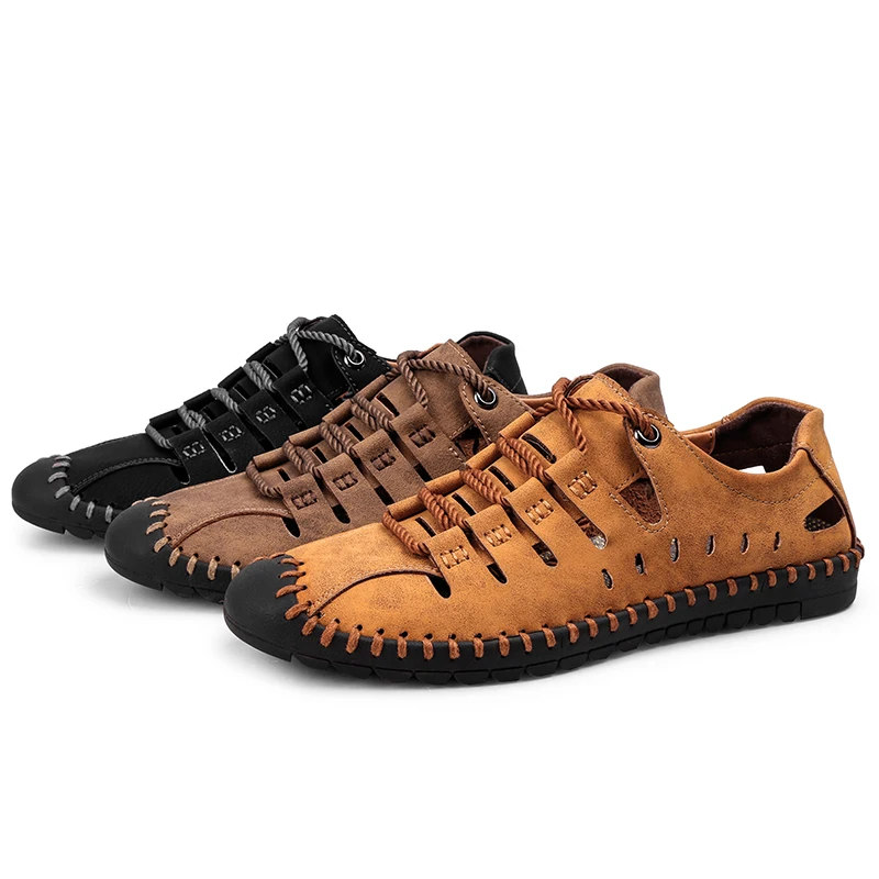 

Cow Leather Handmade Loafers Lace Up Shoes for Men Casual Flat Cut out Shoes Customized Large size Shoe, Black/grey/brown