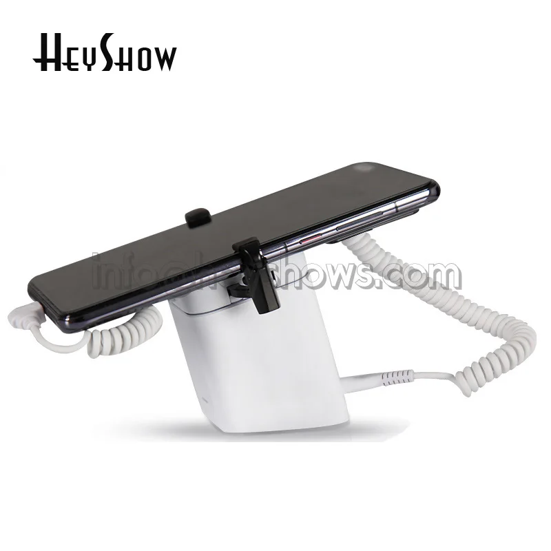 

White Mobile Phone Security Stand Cellphone Anti Theft Holder Display Alarm Mount For Retail Shop With Claws