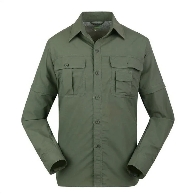 

Breathable Long sleeve Mens Hunting Quick Dry Removable Military Work Shirt Clothing Men Combat Tactical Shirt, Green black khaki shirt