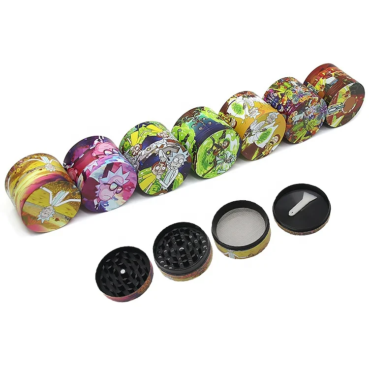 

4 layers Aluminum Creative cartoon pattern Clear Top Herb Grinder 40mm Metal Smoking Accessory Tobacco Herb Weed Grinder