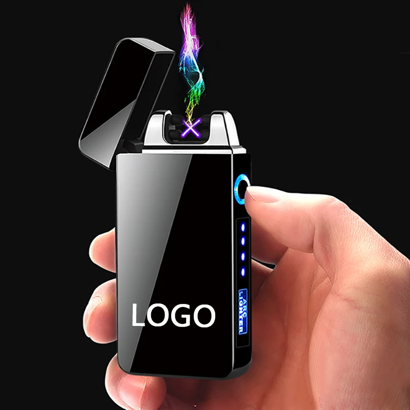 

Wholesale High Quality A Dual Arc Electric USB Lighter Rechargeable Plasma Windproof Flameless Lighter logo custom lighter, Multi colors