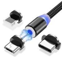 

360 Degree Nylon Braided Magnetic Charging Cable Magnet Connector Plug Micro USB For Light ning Type C Non-Data Transfer Cable