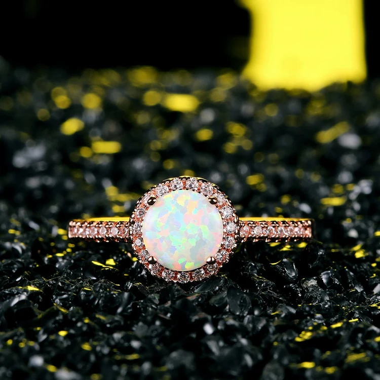 

Custom made logo design 925 sterling silver opal fashion opal rings rose gold rings for women