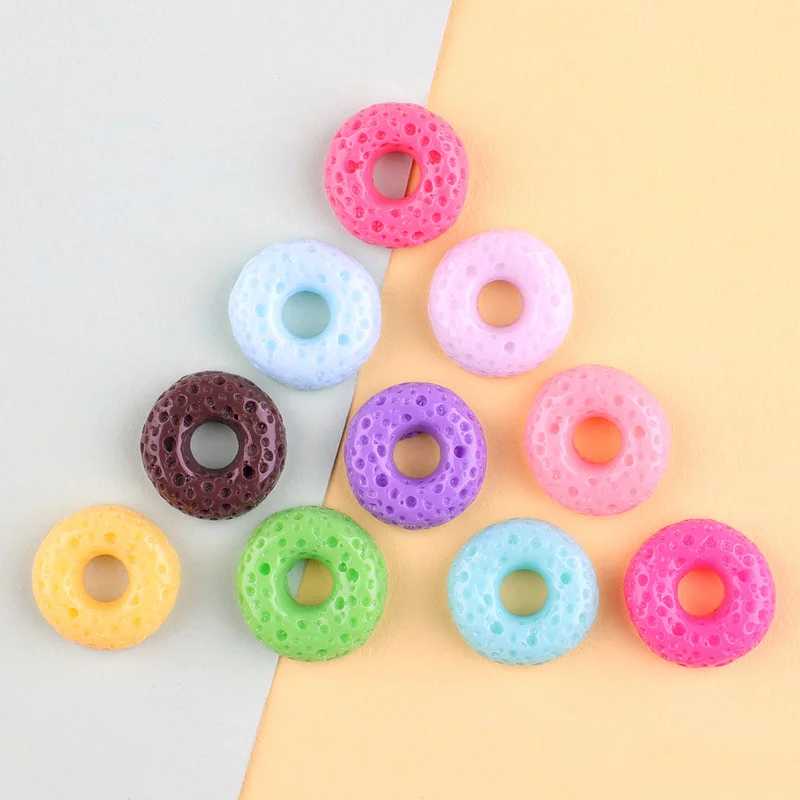 Wholesale Price Cheap Colored Round Miniature Cereal Design Flatback Food Resin Cabochon for Diy