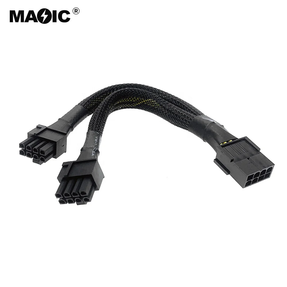 

20cm Braided Sleeved Pcie 8 Pin Female To Dual 8Pin 6 2 pin Male Connector Gpu Graphics Card Pcie Splitter Power Adapter Cable