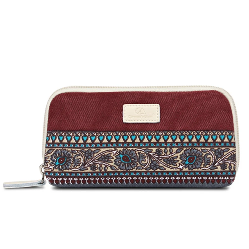 

Custom women clutch coin phone purse lady chinese style national handbag female long wallet for girls birthday gifts, Dark red etc.