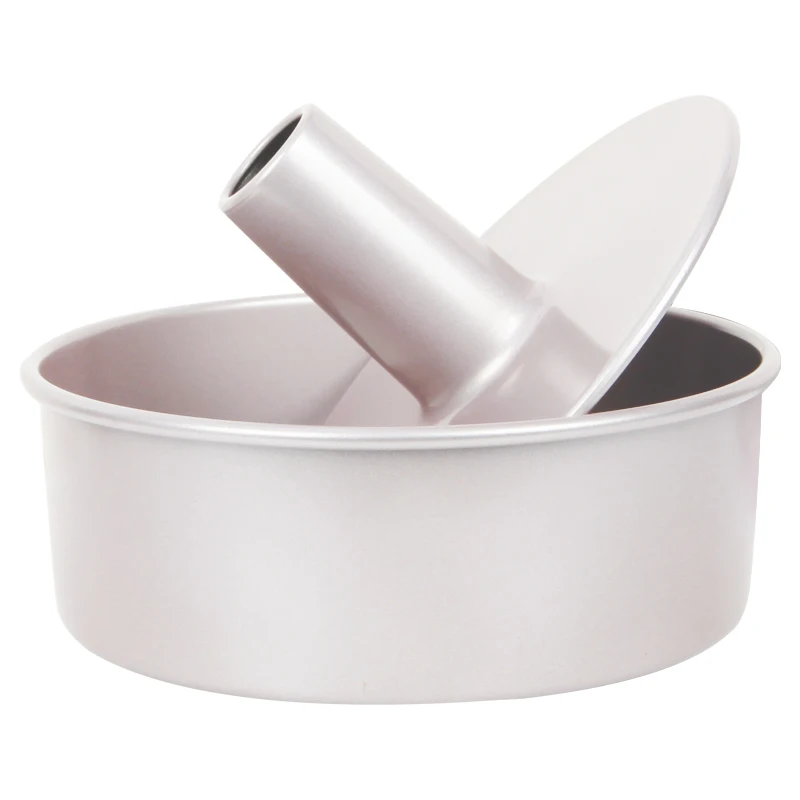 

CHEFMADE Factory Price 8 Inch Carbon Steel Non Stick Mini Round Angel Food Cake Baking Pan, Champagne gold