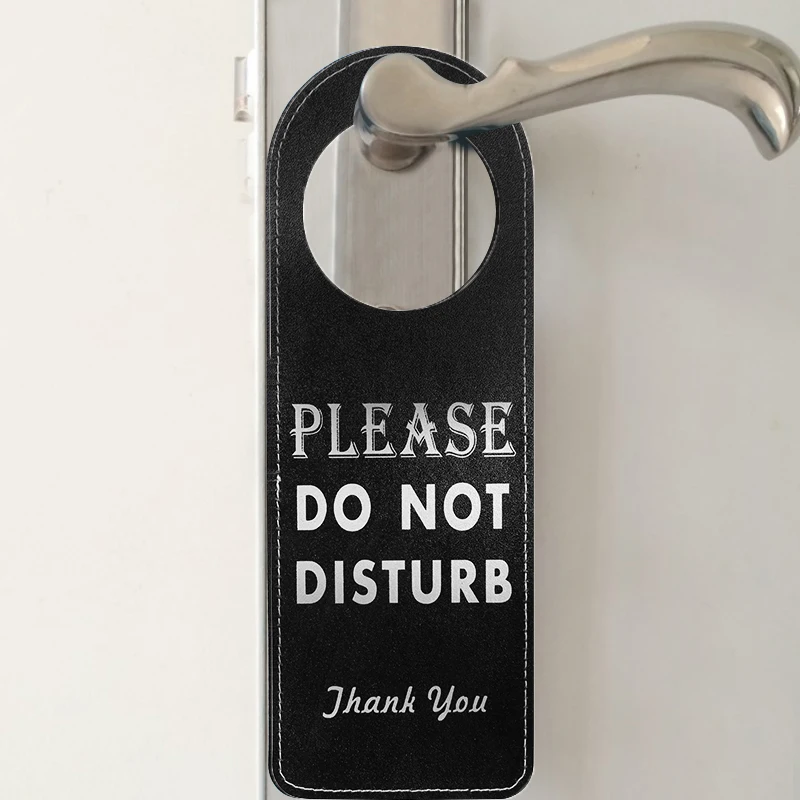 Cartello Non Disturbare In Pelle - Doppia Faccia Per Porte Di Hotel, Uffici E Ospedali - Foto 5