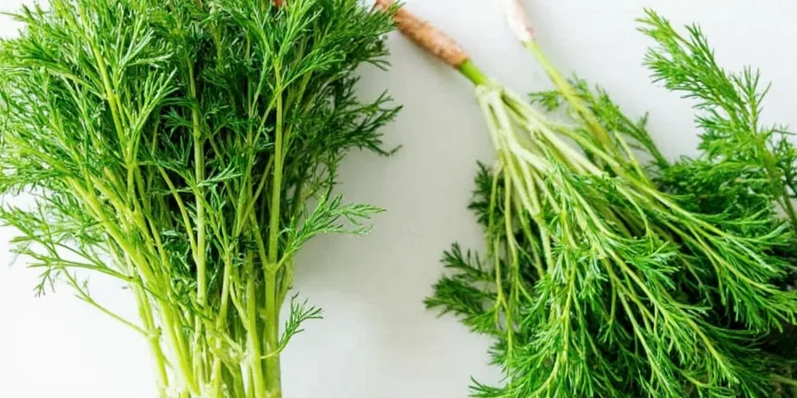 Fresh fennel bulb and seeds on wooden table