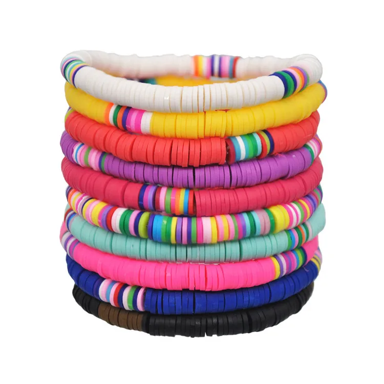 

MOJO New beach Bohemian 6mm colored soft clay bracelet female stretch bracelet wholesale