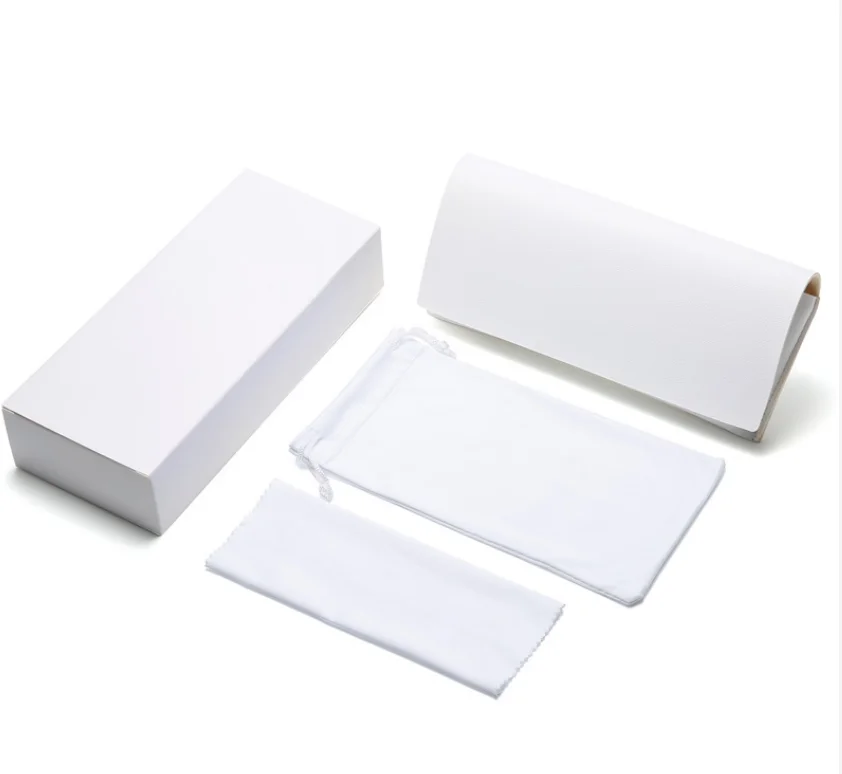 

2021 Wholesale Leather Custom Logo Packaging Sunglasses Case Box Set With Sunglasses pouches Cloth