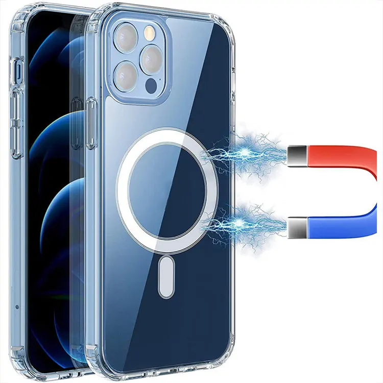 

Clear Built-in Magnetic Circle -funda Phone Case for IPhone 13 Pro Max 13 Mini 2021 Mag safe Protective Cover Shell, Transparent