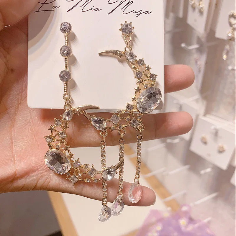 

Design Crystal Maxi Drop Earrings Women Transparent Earrings high quality hoop earrings