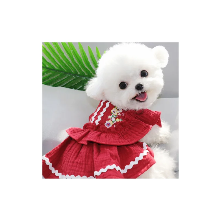 

Cute Summer spring red dress for dogs soft cotton dog dress, Cherry,yellow,red