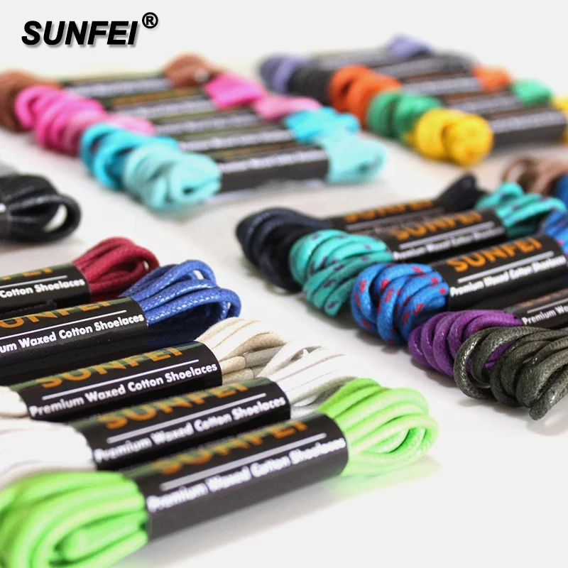 

SunFei Round 3mm Waxed Laces With Metal Aglets Wholesale Cotton Round Barbed Rope Custom Rope Bracelet