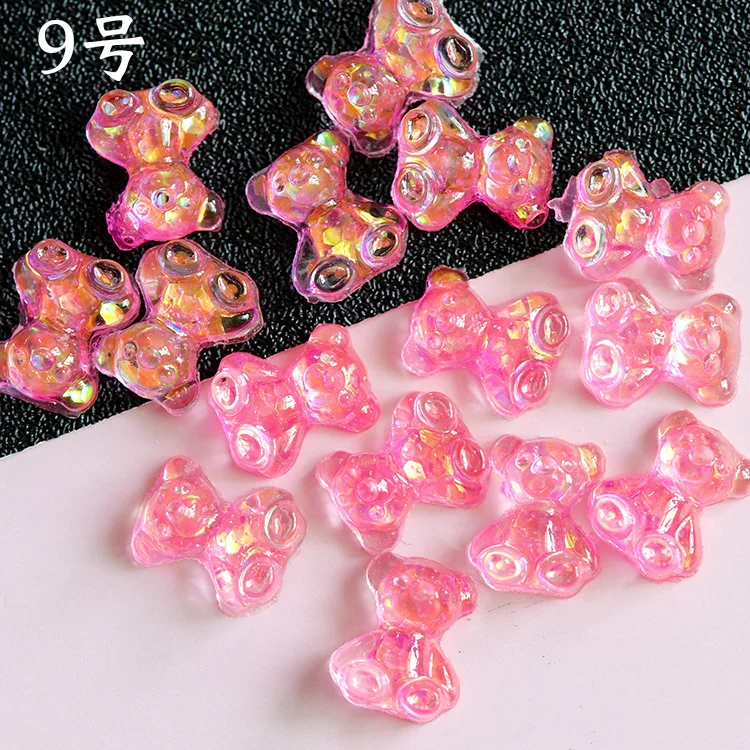 

Glitter Nail bear Bright Color Cabochon Resin Flatback candy Gummy bear