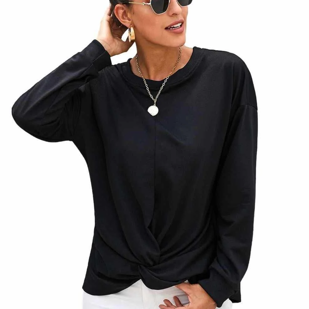 

Fashion Knotted Vintage Basic Long Sleeve Colors Sweatshirt