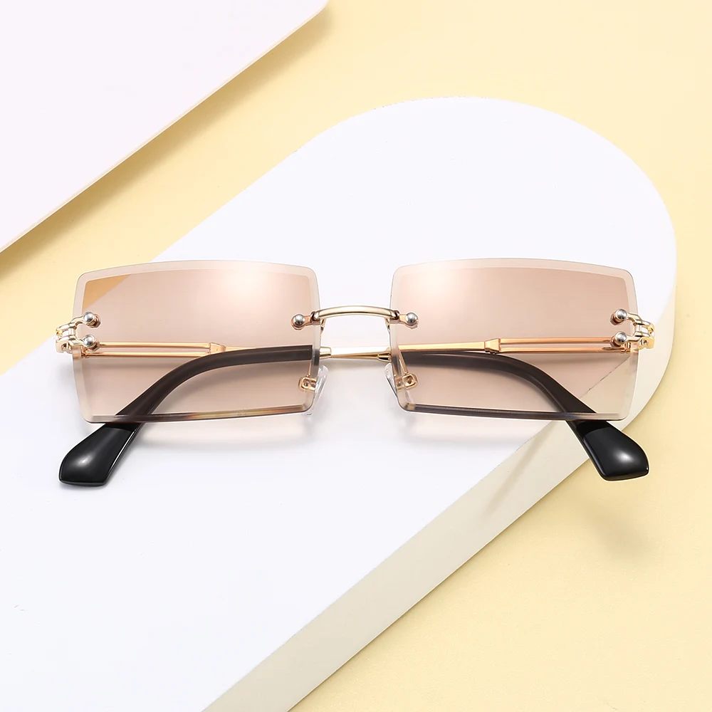 

Superhot Eyewear A0365 Fashion 2021 Women Sun glasses Ladies Rimless Small Rectangle Sun Glasses