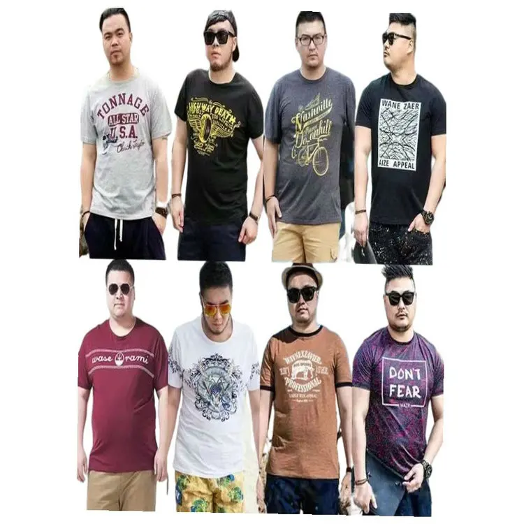 

1.2 Dollars Model FYK023 Size 2XL-3XL Cotton Fat men plus size t-shirts with different prints