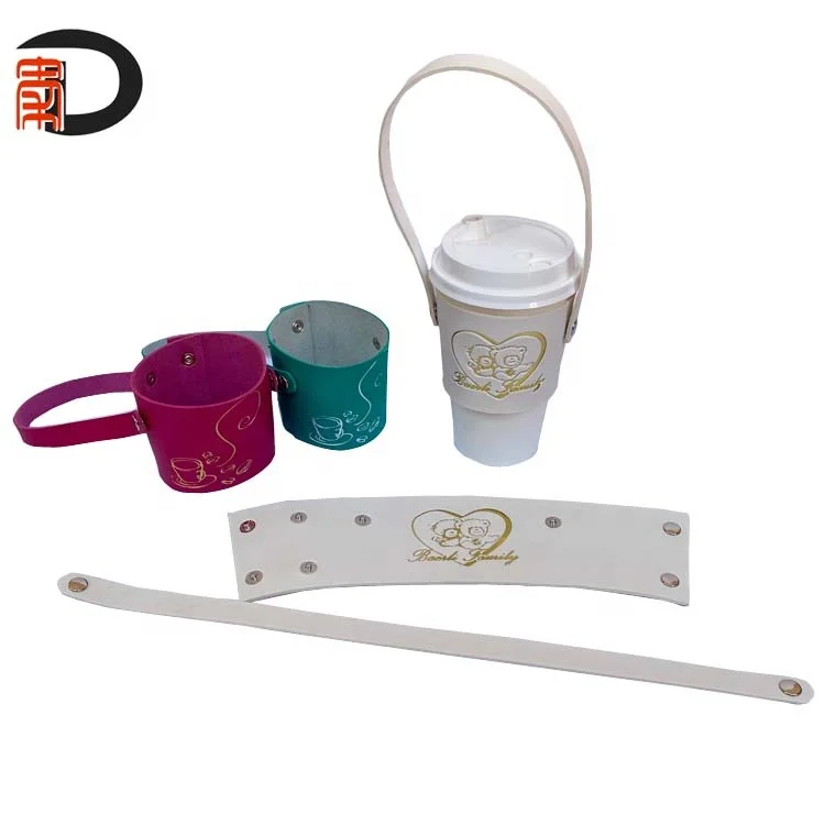 

RTS 12oz-24oz Custom hot disposable Coffee cup holder, PU leather can drink sleeve cup holder, Customized color